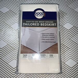 Good News Size Twin Easy to Use Wrap Around Tailored‎ Bedskirt Cream New